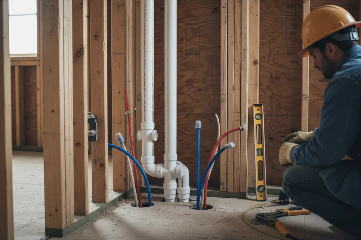 Drain and supply rough-in during Drain Cleaning in Holiday