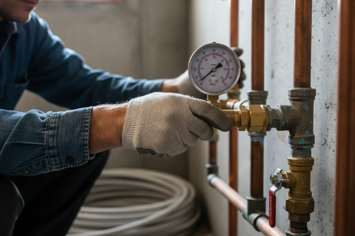 Pressure testing a repaired line during Water Line Repair in Holiday
